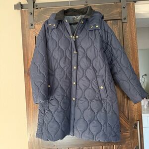 J. Crew Navy Quilted Parka Jacket